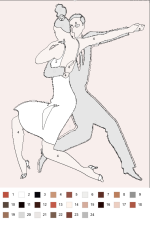 Tango Dancers Paint by Numbers Template
